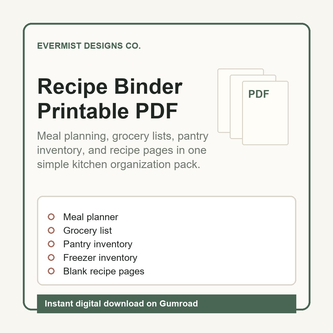 Recipe Binder printable preview